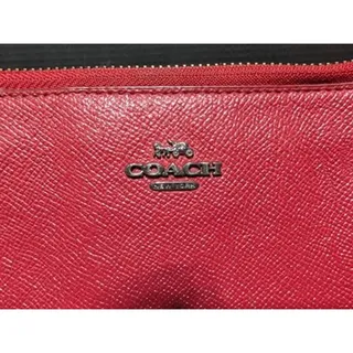 Photo of Coach Red Crossgrain Leather Double Zip Travel Organizer Wallet Clutch Case