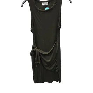 Photo of Kaileigh Olive Ribbed Knit Dress M NWT Sleeveless Side Tie Ruched Stretch Midi