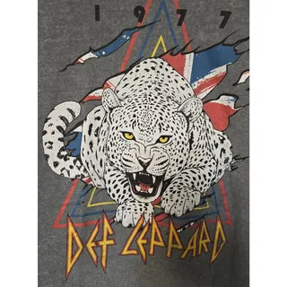Photo of Def Leppard 1977 Leopard Union Jack Gray Wash T-Shirt L Large NWOT NEW