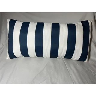 Photo of Indoor Outdoor Stripe Navy White Pillow 12”x24”