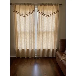 Photo of Double-Sided Chenille Window Curtains w/ Valances
