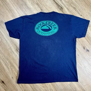 Photo of Vtg 90s Lee USA Rock Creek Outfitters Hiking Camping Graphic T Shirt L