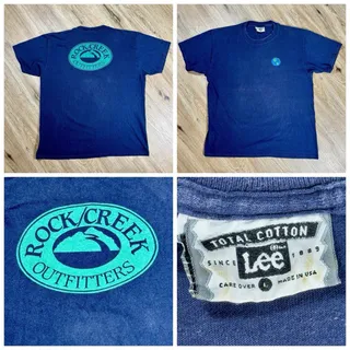 Photo of Vtg 90s Lee USA Rock Creek Outfitters Hiking Camping Graphic T Shirt L
