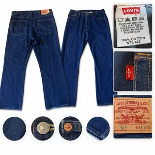 Photo of Vtg Men’s Levis 501 Denim Blue Jeans 2007 38x30 Dark Rinse Indigo Button Fly Y2K