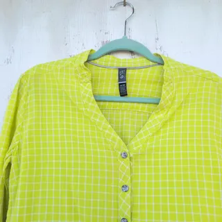 Photo of Mountain Hardware Neon Plaid Button Down Shirt Women's Medium 100% Cotton