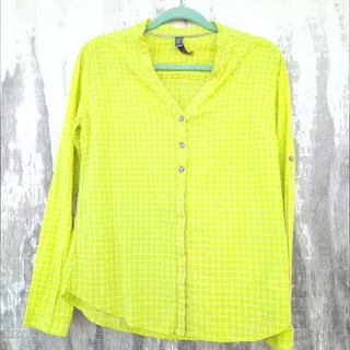 Photo of Mountain Hardware Neon Plaid Button Down Shirt Women's Medium 100% Cotton