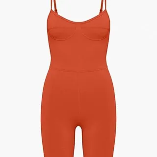 Photo of Aritzia Wilfred Free Bustier Romper Playsuit Womens S Rust Orange Pilates Yoga