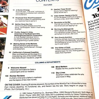 Photo of Delta SKY In-Flight Magazine - May 1982 - Knoxville, California, Robert E Kirby