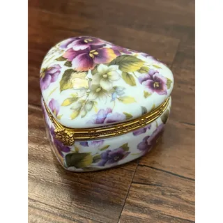Photo of Vintage Formalities by Baum Bros Trinket Box Coquette Heart Purple Floral China
