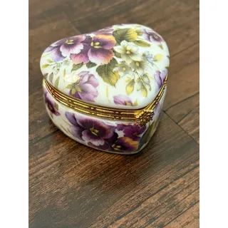 Photo of Vintage Formalities by Baum Bros Trinket Box Coquette Heart Purple Floral China