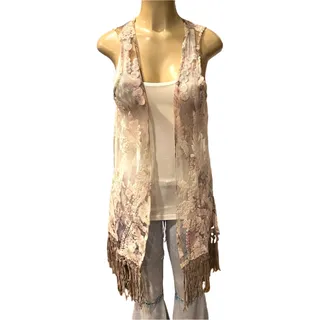 Photo of Origami Lace Vest Multicolor with Fringe M/L
