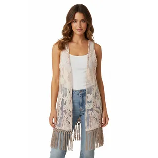 Photo of Origami Lace Vest Multicolor with Fringe M/L