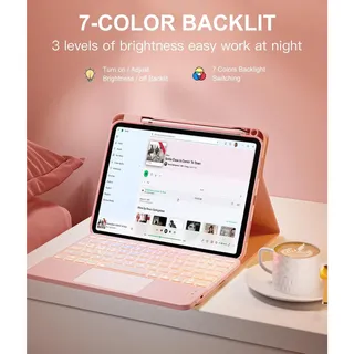 Photo of Harvopu For IPad A16 11th/10th Gen Keyboard Case Folio Cover,Pink