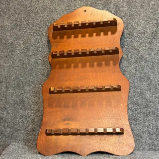 Photo of Vintage Wooden Souvenir Spoon Wall Display Rack Collector Hanging Wood Shelf B