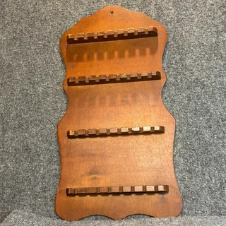Photo of Vintage Wooden Souvenir Spoon Wall Display Rack Collector Hanging Wood Shelf B