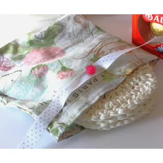 Photo of Set of 4 Fabric Gift Bags, Parisian Garden Themed Pouches, Reusable Gift Bag