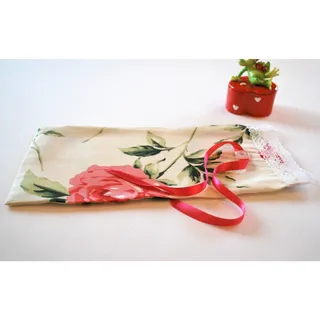 Photo of Handmade Rose and Lace Wine or Champagne Wine Sleeve, Wedding Gift Bag