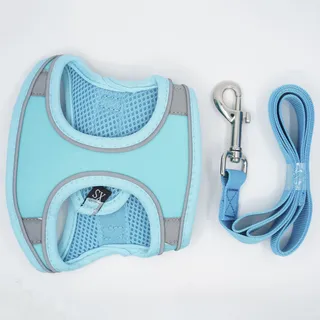 Photo of Voyager Step-In Lock Cat Harness and 5 ft Leash Set XS Turquoise Reflective Mesh