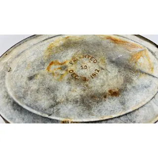 Photo of Antique Small Oval Galvanized Wash Tub 16in Pat 1912 Primitive Farmhouse