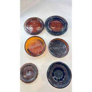 Photo of 6 Antique Amber Glass Fruit Jar Lids Inserts Patent 1896 Canning Jar Lot