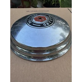Photo of 1948-50 Packard Dog Dish Hubcap Red Hex Vintage Automobilia Garage Shop Wall Art