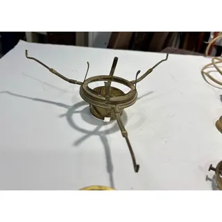 Photo of Antique Brass Oil Kerosene Lamp Tripod Shade Holder Spider 3 Arm Lamp Part