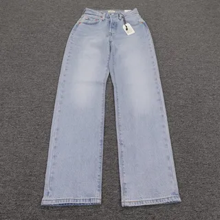 Photo of Levis 501 Curve Jeans Womens W24 L30 Light Wash High Rise Straight Button Fly