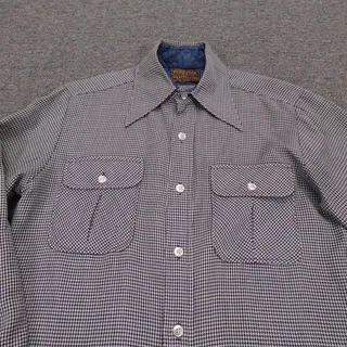Photo of Vintage Pendleton Shirt Mens Medium Blue Check Wool Quilted Lined 60s USA
