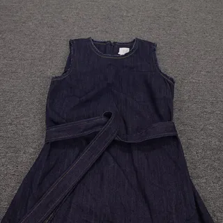 Photo of Cinq A Sept Dress Womens 4 Blue Denim Sleeveless Belted Fit & Flare Knee Length