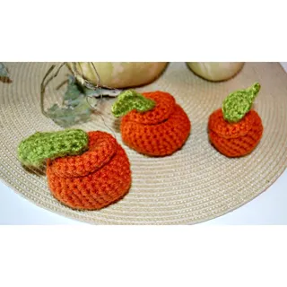 Photo of Set of 3 Pumpkin-Shaped Containers, Crochet Fall Home Decor, Cottagecore Gift, Autumn Home Decor