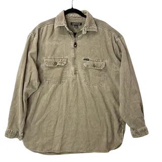 Photo of Structure Vintage 90s Mens Size M Shacket Corduroy Pullover Tan 1/4 Zip Gorpcore