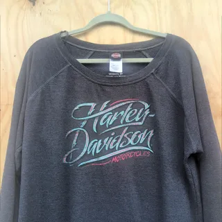 Photo of Harley Davidson Lightweight Scoop Crewneck Charcoal Gray Women's XXL