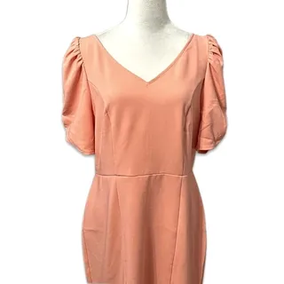 Photo of Chelsea 28 Sheath Dress V-Neck Stretchable 1/2 Sleeve Back Zip L Pink Womens NWT