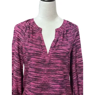 Photo of Melrose & Market Blouse Striped Long Sleeve Relaxed Fit Purple Women's XS NWOT