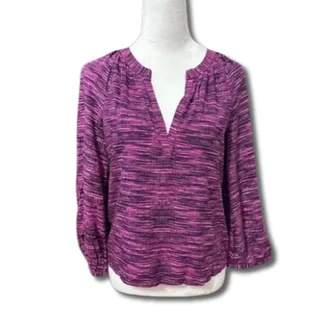 Photo of Melrose & Market Blouse Striped Long Sleeve Relaxed Fit Purple Women's XS NWOT