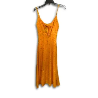 Photo of BP Orange Floral Midi Sundress Spaghetti Strap Tie Waist Back Zip XXS NWOT Fire