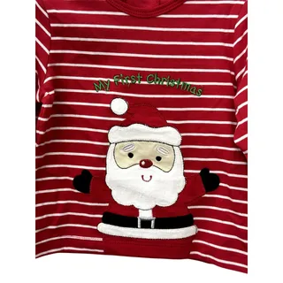 Photo of Little Me Baby Long Sleeve Shirt My First Christmas Print Red White Baby 12M NWT