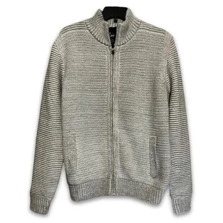 Photo of Xray Cardigan Sweater Long Sleeves Mock Neck Ribbed Full Zip Closure Gray L NWOT