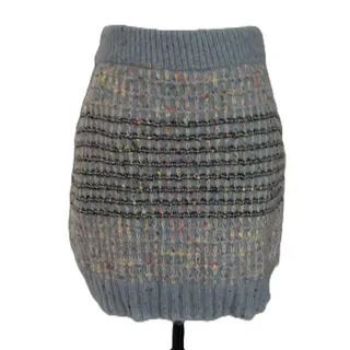 Photo of NWT Cider Wool Blend Chunky Cable Knit Blue Flecked Mini Skirt -Large
