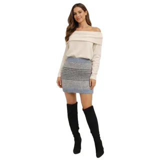 Photo of NWT Cider Wool Blend Chunky Cable Knit Blue Flecked Mini Skirt -Large
