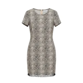 Photo of Vintage Robbie Bee Petite Leopard Print Beaded Fringe Sheath Dress EUC