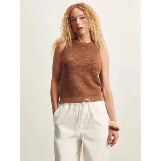 Photo of SANCTUARY Natural State Metallic Knit Halter Crop Tank Toasted Coconut M NWT