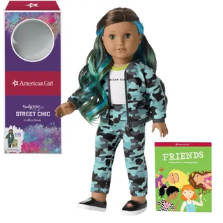 Photo of American Girl Doll 89 Cool Camo Brown Blue Green Hair Coat Pants Shoes Book Box