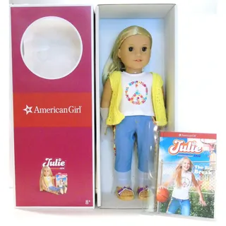 Photo of American Girl Julie Doll BeForever 1974 Meet Outfit Blonde Brown Eyes Book Box