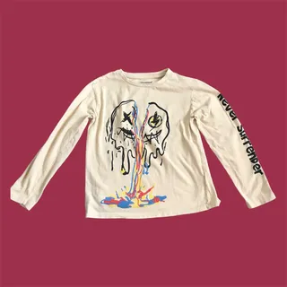Photo of Seven Souls Never Surrender Graphic Long Sleeve Tee Kids Size 10/12 Cream Shirt