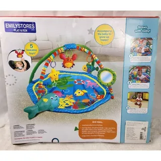 Photo of EMILYSTORES Baby Activity Play Gym Mat, Tummy Time, Ocean Park Theme with 4 Toys
