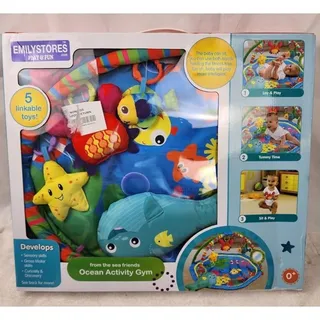Photo of EMILYSTORES Baby Activity Play Gym Mat, Tummy Time, Ocean Park Theme with 4 Toys