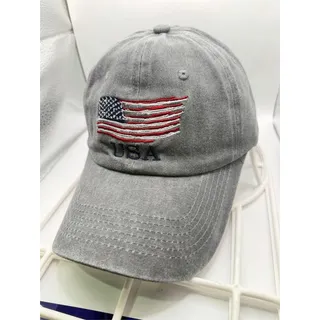 Photo of USA Ball Cap Hat - Washed Light Gray
