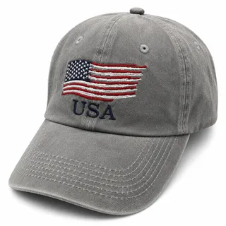 Photo of USA Ball Cap Hat - Washed Light Gray