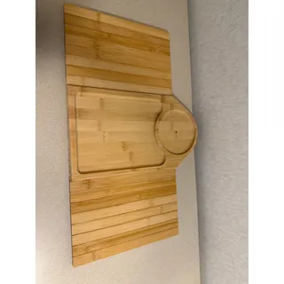 Photo of Bamboo Lap Desk Bed Tray with Cup Holder and Cushioned Base